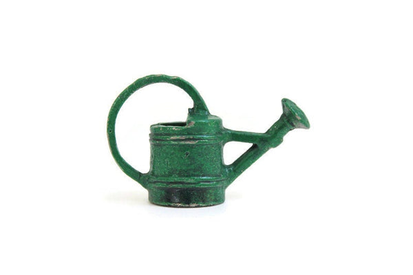 Vintage Green Metal 1:12 Miniature Dollhouse Watering Can