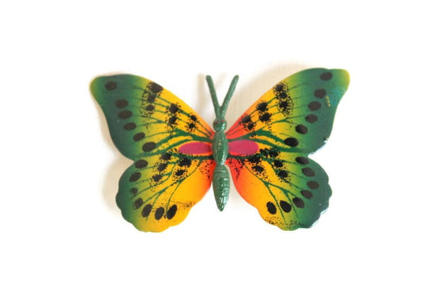Vintage Green Painted Butterfly Brooch