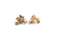 Vintage Bronze  & Copper Leaf Screw-Back Earrings
