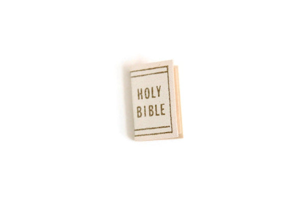 Vintage 1:12 Miniature Dollhouse White & Gold Bible
