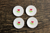 Vintage 1:12 Miniature Dollhouse White Plastic 12 Piece Dish Set with Red Flower, Service for 4