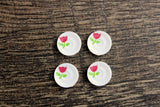 Vintage 1:12 Miniature Dollhouse White Plastic 12 Piece Dish Set with Red Flower, Service for 4
