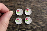 Vintage 1:12 Miniature Dollhouse White Plastic 12 Piece Dish Set with Red Flower, Service for 4