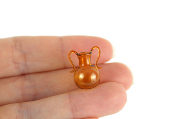 Vintage 1:12 Miniature Dollhouse Amber Glass Vase