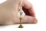 Artisan-Made Vintage 1:12 Miniature Dollhouse Gold Brass Oil Lamp with Clear Glass Hurricane