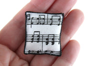 Artisan-Made Vintage 1:12 Miniature Dollhouse Black & White Music Note Print Throw Pillow by Joan Schenk