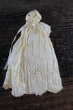 Artisan-Made Vintage 1:12 Dollhouse Porcelain Bisque Baby Figurine in Beige Lace Sleeper Nightgown & Bonnet