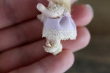 Artisan-Made Vintage 1:12 Dollhouse Porcelain Bisque Baby Girl Figurine in Lavender Dress
