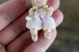 Artisan-Made Vintage 1:12 Dollhouse Porcelain Bisque Baby Girl Figurine in Lavender Dress