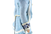 Artisan-Made Vintage 1:12 Dollhouse Porcelain Bisque French Man Father Dad Figurine in Blue Jacket & Pants with Stand