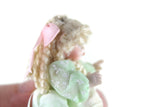 Artisan-Made Vintage 1:12 Dollhouse Porcelain Bisque Girl Figurine in Green Dress