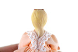 Artisan-Made Vintage 1:12 Dollhouse Porcelain Bisque Girl Figurine in Peach Dress