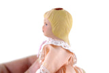 Artisan-Made Vintage 1:12 Dollhouse Porcelain Bisque Girl Figurine in Peach Dress