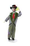 Artisan-Made Vintage 1:12 Dollhouse Porcelain Bisque Tramp-Style Clown Figurine with Stand