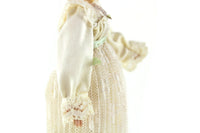 Artisan-Made Vintage 1:12 Dollhouse Porcelain Bisque Edwardian Woman Figurine in Beige Lace Dress