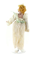 Artisan-Made Vintage 1:12 Dollhouse Porcelain Bisque Edwardian Woman Figurine in Beige Lace Dress