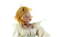 Artisan-Made Vintage 1:12 Dollhouse Porcelain Bisque Edwardian Woman Figurine in Beige Lace Dress