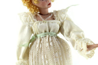 Artisan-Made Vintage 1:12 Dollhouse Porcelain Bisque Edwardian Woman Figurine in Beige Lace Dress