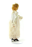 Artisan-Made Vintage 1:12 Dollhouse Porcelain Bisque Edwardian Woman Figurine in Beige Lace Dress