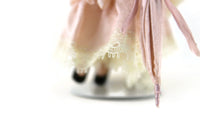 Artisan-Made Vintage 1:12 Dollhouse Porcelain Bisque Victorian Woman Figurine in Pastel Pink Dress with Stand