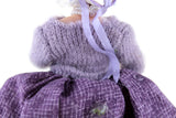 Artisan-Made Vintage Larger Scale Dollhouse Porcelain Bisque Woman Figurine in Purple Dress & Sweater