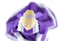 Artisan-Made Vintage 1:12 Dollhouse Porcelain Bisque Woman Figurine in Purple Dress