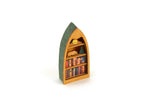 Artisan-Made Vintage 1:48 Quarter Scale Miniature Dollhouse Wooden Boat-Shaped Shelf with Accessories Signed by Artist