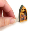 Artisan-Made Vintage 1:48 Quarter Scale Miniature Dollhouse Wooden Boat-Shaped Shelf with Accessories Signed by Artist