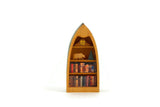 Artisan-Made Vintage 1:48 Quarter Scale Miniature Dollhouse Wooden Boat-Shaped Shelf with Accessories Signed by Artist