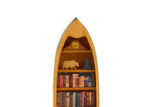 Artisan-Made Vintage 1:48 Quarter Scale Miniature Dollhouse Wooden Boat-Shaped Shelf with Accessories Signed by Artist