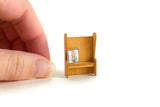 Artisan-Made Vintage 1:48 Quarter Scale Miniature Dollhouse Wooden Bench with Pillow
