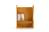 Artisan-Made Vintage 1:48 Quarter Scale Miniature Dollhouse Wooden Bench with Pillow