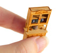 Artisan-Made Vintage 1:48 Quarter Scale Miniature Dollhouse Wooden China Cabinet with Accessories Signed by Artist
