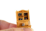 Artisan-Made Vintage 1:48 Quarter Scale Miniature Dollhouse Wooden China Cabinet with Accessories Signed by Artist