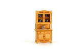 Artisan-Made Vintage 1:48 Quarter Scale Miniature Dollhouse Wooden China Cabinet with Accessories Signed by Artist