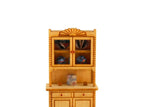 Artisan-Made Vintage 1:48 Quarter Scale Miniature Dollhouse Wooden China Cabinet with Accessories Signed by Artist