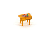 Artisan-Made Vintage 1:48 Quarter Scale Miniature Dollhouse Wooden Kitchen Table with Accessories
