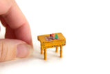 Artisan-Made Vintage 1:48 Quarter Scale Miniature Dollhouse Wooden Kitchen Table with Accessories