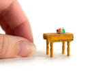 Artisan-Made Vintage 1:48 Quarter Scale Miniature Dollhouse Wooden Kitchen Table with Accessories
