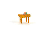 Artisan-Made Vintage 1:48 Quarter Scale Miniature Dollhouse Wooden Kitchen Table with Accessories