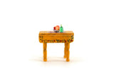 Artisan-Made Vintage 1:48 Quarter Scale Miniature Dollhouse Wooden Kitchen Table with Accessories