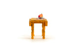 Artisan-Made Vintage 1:48 Quarter Scale Miniature Dollhouse Wooden Kitchen Table with Accessories