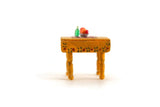 Artisan-Made Vintage 1:48 Quarter Scale Miniature Dollhouse Wooden Kitchen Table with Accessories