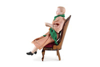 Artisan-Made Vintage 1:12 Dollhouse Porcelain Bisque Seated Man Father Dad Figurine in Peach Bathrobe
