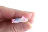 Artisan-Made Vintage 1:12 Miniature Dollhouse White & Pink Baby Pillow with Blue Embroidered Elephant