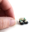 Artisan-Made Vintage 1:12 Miniature Dollhouse Pair of Black Baby Shoes with White & Blue Lace Socks
