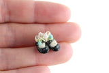 Artisan-Made Vintage 1:12 Miniature Dollhouse Pair of Black Baby Shoes with White & Blue Lace Socks