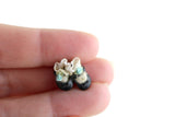 Artisan-Made Vintage 1:12 Miniature Dollhouse Pair of Black Baby Shoes with White & Blue Lace Socks