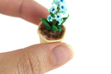 Artisan-Made Vintage 1:12 Miniature Dollhouse Blue Hydrangea Potted Plant