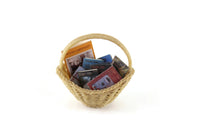 Artisan-Made Vintage 1:12 Miniature Dollhouse Craft Basket of Dollhouse Books & Magazines